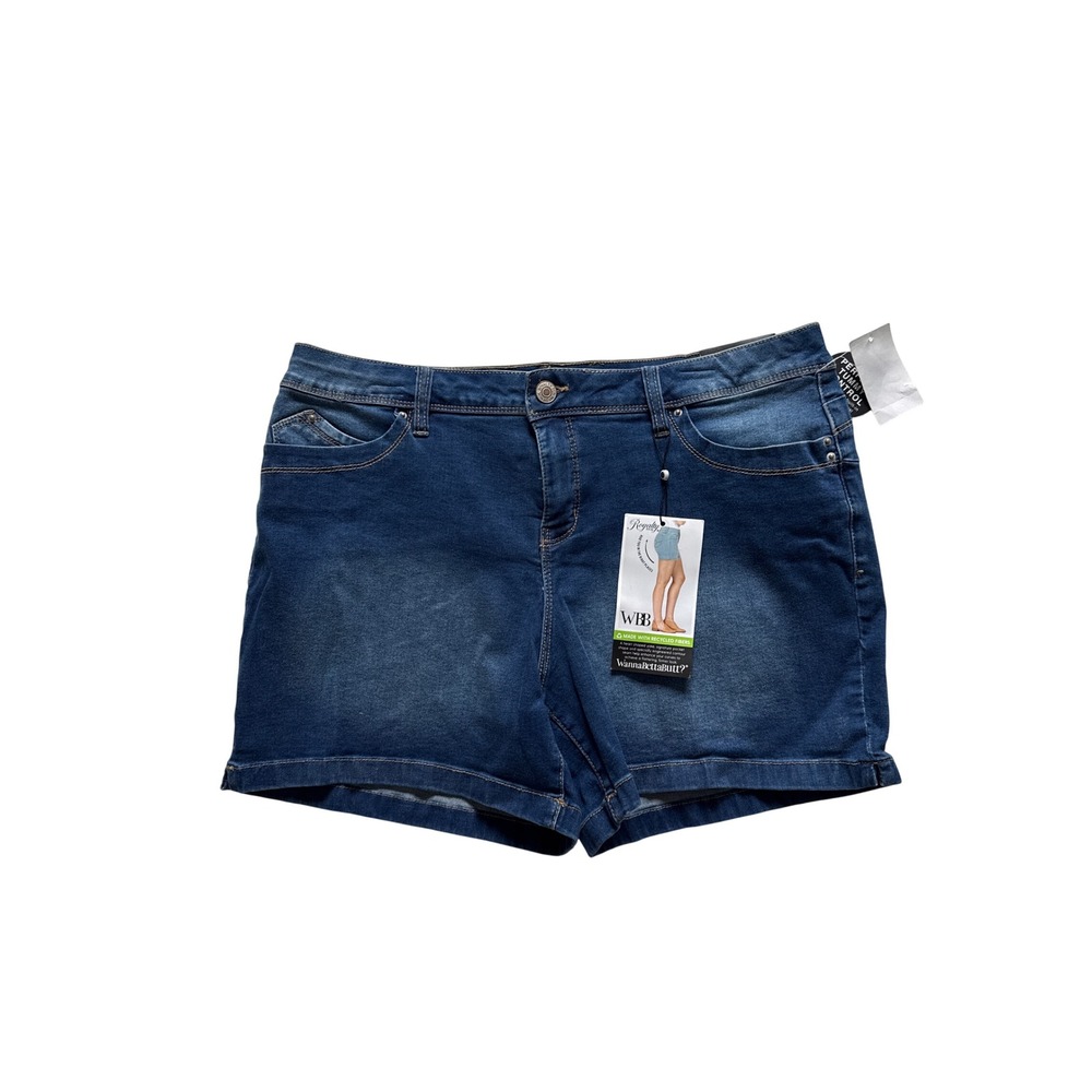 Royalty for Me WannaBettaButt Mid Rise Tummy Control Denim Shorts Dark Wash 16